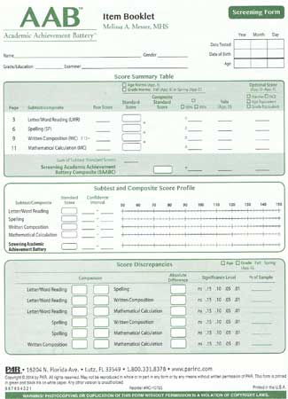 (image for) AAB Screening Form Item Booklets (25)