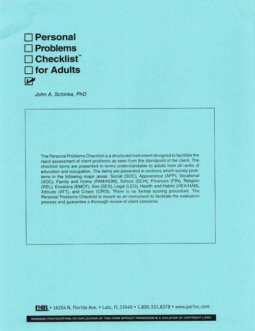 (image for) Personal Problems from the Adult Client's Perspective