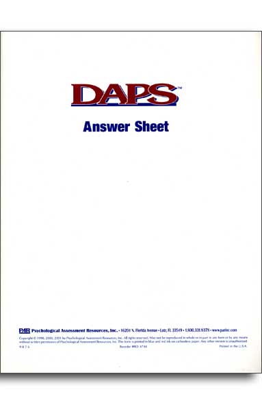 (image for) DAPS Hand Scorable Answer Sheets