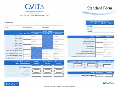 CVLT3 - Print Record Forms (image for) CVLT3 - Print Record Forms
