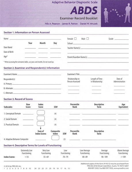 (image for) ABDS Examiner Record Booklet (25)
