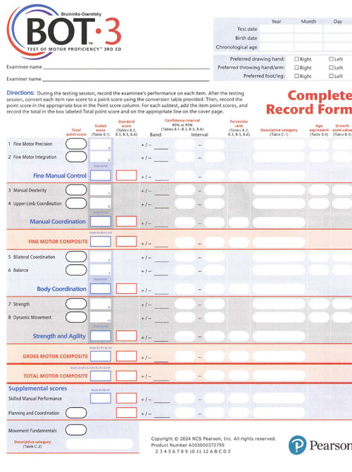 (image for) BOT-3 Complete Record Form Qty 25