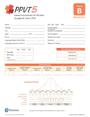 (image for) PPVT-5 Form B Record Forms Qty 25