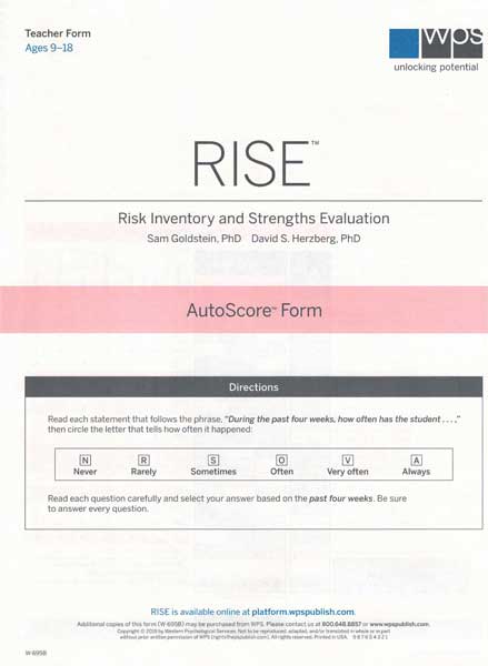 (image for) RISE - English Teacher Auto Score Form (Pack of 25)