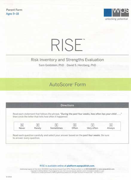 (image for) RISE - English Parent Auto Score Form (Pack of 25)