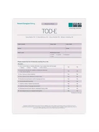 (image for) TOD-E Online Parent/Caregiver Rating Form (5 Uses)