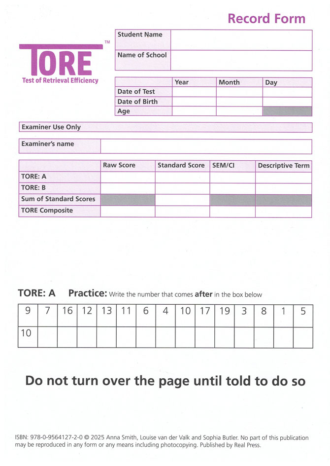 TORE Record Forms (30) (image for) TORE Record Forms (30)