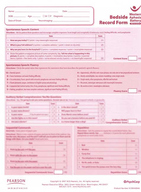 (image for) WAB-R - Bedside Record Forms