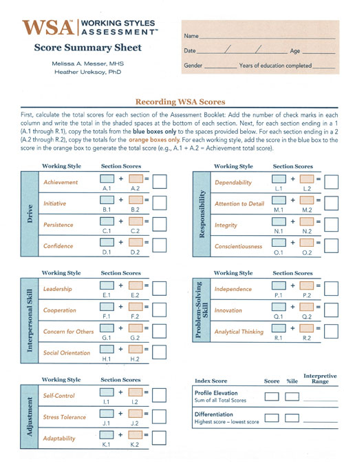 (image for) WSA - Score Summary Sheets (pad of 25)