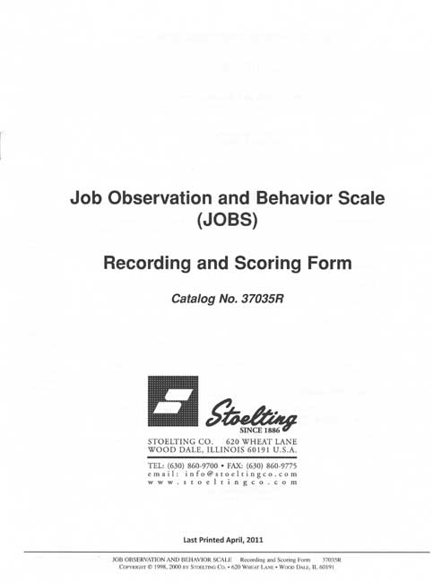 (image for) JOBS - Job Observation and Behavior Scale Record Form (25)