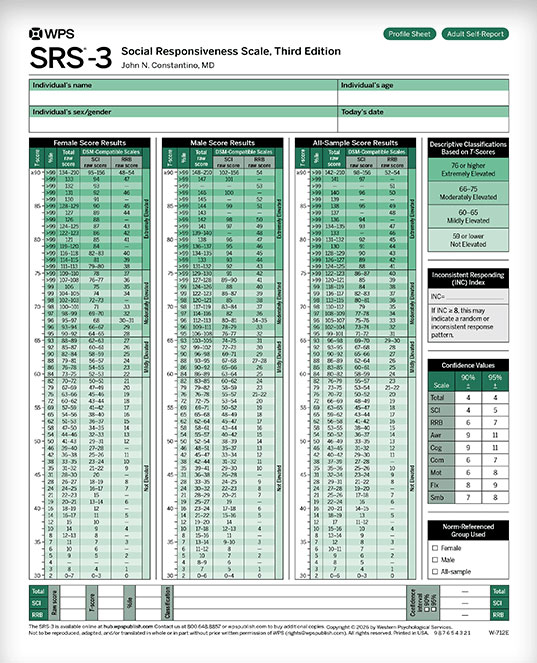 SRS-3 Adult Self-Report Print Form (25) (image for) SRS-3 Adult Self-Report Print Form (25)