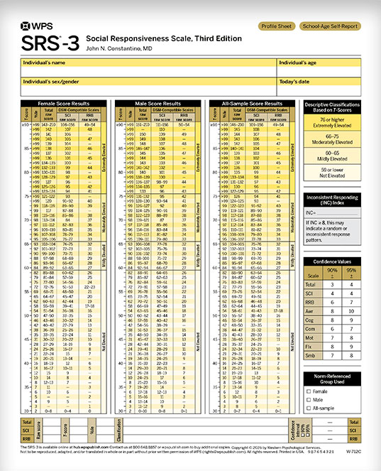 SRS-3 School-Age Self-Report Print Form (25) (image for) SRS-3 School-Age Self-Report Print Form (25)
